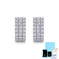 Vue macro détaillée de boucles d'oreilles créoles rectangulaires en argent S925 avec certificat - Avec Certificat et Boîte Cadeau / 2mm