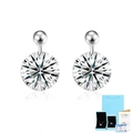 Moissanite stud earrings in S925 sterling silver with GRA certificate and gift box - Punched Moissanite Stud Earrings With Certificate Gift Box (E13910)