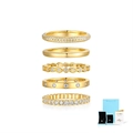 Set di cinque eleganti anelli in argento sterling S925 placcato oro con moissanite - Taglia US 5