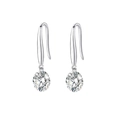 Boucles d'oreilles pendantes S925 en argent avec moissanite ronde couleur D épurées - Crochet d'oreille avec strass unique (E13932-8.0+GRA/Carte noire) / Argent 925