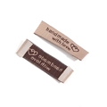 Brown woven handmade labels with heart pattern for DIY sewing and apparel decoration - 50x15mm / Coffee