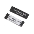 Handmade with love fabric clothing labels with heart pattern for DIY sewing projects - 50x15mm / Black