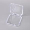 Scatola portaoggetti quadrata in plastica trasparente con coperchio a ribalta e angoli arrotondati - Taglia Piccola 7.5x7.5cm