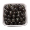 Dark gray translucent resin round beads with gold glitter for DIY jewelry making - 8mm (1.5mm Aperture) / 10 Pieces / Black