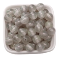 Translucent glitter resin round beads with silver sparkles for DIY jewelry making - 8mm (1.5mm Aperture) / 10 Pieces / Gray