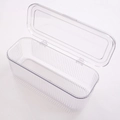 Scatola portaoggetti rettangolare in plastica trasparente con strisce e coperchio - Scatola Singola 25x10x9cm
