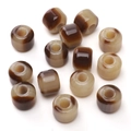 Polished resin large hole drum beads with brown marbled texture for DIY jewelry making - 12x10mm (5 Pieces/Pack) / Rice Coffee Brown