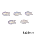Five 8x15mm iridescent AB fish charms for DIY jewelry making in a vibrant purple cyan gradient - Fish / 5 Pieces (8x15mm) / White