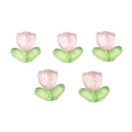 Pink and green tulip acrylic beads set for DIY jewelry making and handmade necklaces - Pink Style / Pink