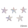 Pack of five 15mm iridescent AB glass starfish beads for DIY handmade jewelry crafts - Starfish / 5 Pieces/Pack (15mm) / White