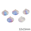 Macro shot of 12x15mm AB glass seashell beads for DIY jewelry making with textured finish - Shell / 5 Pieces/Pack (12x15mm) / White
