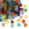 Mehrfarbige transparente quadratische Kristallperlen mit Facettenschliff für DIY-Schmuck - Zufällige Mischfarben