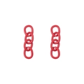 Orecchini a catena in ferro laccato rosso opaco a 4 maglie dal design industriale - Larghezza circa 7mm, Diametro filo 1,5mm, Lunghezza circa 2,5cm (10 pezzi/confezione) / Rosso (Confezione da 10)