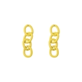 Coppia di lunghe catene in ferro verniciato giallo opaco con quattro anelli ovali per gioielli - Larghezza circa 7mm, Diametro filo 1,5mm, Lunghezza circa 2,5cm (10 pezzi/confezione) / Giallo (Confezione da 10)