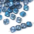 Blue swirl square glass beads on metal pins for DIY jewelry making and handicraft - 20Pcs/Pack / Size 9