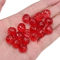 12mm kirschrote gerippte Glasperlen für DIY-Schmuckherstellung auf der Handfläche - 12mm (Bohrung 1.2mm, 5 Stück/Packung) / Transparent Rot