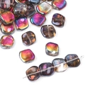 Rainbow gradient square crystal glass beads with metallic coating for DIY jewelry making - 20Pcs/Pack / 12#