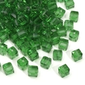Faceted emerald green crystal cube glass beads for DIY bracelet jewelry making - Green