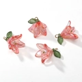 Aurora Acryl Lilienblüten Anhänger mit Perlen für DIY Schmuckherstellung - Rot
