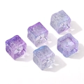 Five 11mm purple gradient glass cube beads with floral carvings for DIY jewelry making - Embossed Sun Flower Cube / 11mm (Aperture approx 1.5mm, 5 pcs/pack) / Blue and Purple