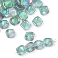 Irregular gradient glass beads in translucent green with a vibrant iridescent finish - 20Pcs/Pack / 15#