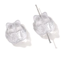 Pair of transparent cat head glass beads with vertical holes for DIY jewelry making - 18x18mm (Aperture Approx 1.5mm, 5 Pieces/Pack) / Transparent White