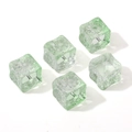 Five light green translucent cube beads with ice crack texture for DIY jewelry making - Embossed Sun Flower Cube / 11mm (Aperture approx 1.5mm, 5 pcs/pack) / Translucent Green
