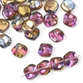 Irregular round square glass beads in purple, gold, and blue grey gradient finish - 20Pcs/Pack / 16#