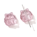 Pink translucent lucky cat glass beads for DIY jewelry making with through hole - 18x18mm (Aperture Approx 1.5mm, 5 Pieces/Pack) / Transparent Pink