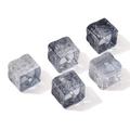 5pcs 11mm blue transparent glass cube beads with daisy floral engraving for DIY jewelry - Embossed Sun Flower Cube / 11mm (Aperture approx 1.5mm, 5 pcs/pack) / Navy Blue