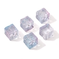Blue-purple gradient 11mm cube glass beads with 3D floral relief for DIY jewelry - Embossed Sun Flower Cube / 11mm (Aperture approx 1.5mm, 5 pcs/pack) / Pale Blue