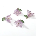 DIY acrylic lily flower charms in iridescent purple with pearl stamens, set of 4 - Purple
