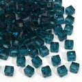 Deep teal faceted cube crystal glass beads for DIY jewelry and bracelets making - Peacock Blue