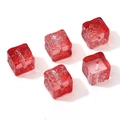 Set of 5 red transparent cube glass beads with floral relief for DIY bracelets - Embossed Sun Flower Cube / 11mm (Aperture approx 1.5mm, 5 pcs/pack) / Transparent Red