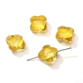 Perline di vetro giallo a quadrifoglio da 13 mm per la creazione di gioielli - 13mm Foro circa 1,2mm 10 Pezzi/Confezione / Arancione Trasparente
