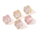Pink and yellow gradient cube beads with carved flower patterns for DIY jewelry making - Embossed Sun Flower Cube / 11mm (Aperture approx 1.5mm, 5 pcs/pack) / Transparent Orange