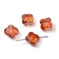 Perle a quadrifoglio in vetro ambrato da 13mm per gioielli fai da te con fori preforati - 13mm Foro circa 1,2mm 10 Pezzi/Confezione / Arancione trasparente
