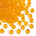 Faceted amber glass cube beads with center holes for DIY jewelry making and crafts - Orange
