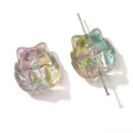 Iridescent glass cat beads for DIY jewelry making with rainbow gradient finish - 18x18mm (Aperture Approx 1.5mm, 5 Pieces/Pack) / Yellow Blue
