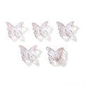 Five aurora glass butterfly beads for DIY jewelry making with translucent iridescent finish - 14x12mm (10 Pieces/Pack) / Blue Eye