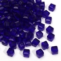 Faceted square glass crystal beads in deep blue for DIY jewelry making and crafts - Sapphire Blue