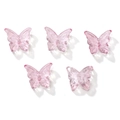 Five pieces of translucent pink resin butterfly charms with glitter for DIY hair pins - 14x12mm (10 Pieces/Pack) / Pink