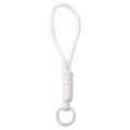 Schlüsselanhänger aus geflochtenem Polyester-Paracord mit weißer runder Federschnalle - Gesamtlänge ca. 16cm, Schlüsselanhänger-Durchmesser ca. 23mm, 1 Stück/Packung / Weiß