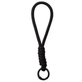 Gewebter schwarzer Paracord-Schlüsselanhänger mit rundem Metall-Federclip für Taschen - Gesamtlänge ca. 16cm, Schlüsselanhänger-Durchmesser ca. 23mm, 1 Stück/Packung / Schwarz