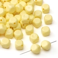 Pastel yellow acrylic cube beads for DIY jewelry with hole detail and smooth finish - Light Yellow