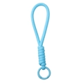 Sky blue braided paracord keychain featuring a matching circular metal spring clip - Total length about 16cm, keychain diameter about 23mm, 1 piece/pack / Lake Blue