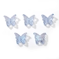 Five translucent light blue butterfly resin pendants with glitter for DIY hair jewelry - 14x12mm (10 Pieces/Pack) / Blue