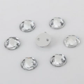 Flatback white acrylic sew-on rhinestones with silver metal settings and double holes - 8MM (100 Pieces/Pack) / Clear White