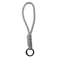 Grey polyester braided paracord keychain with black metal spring ring for DIY crafts - Total length about 16cm, keychain diameter about 23mm, 1 piece/pack / Gray