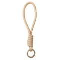 Beige woven paracord keychain strap with a round metal spring buckle for DIY accessories - Total length about 16cm, keychain diameter about 23mm, 1 piece/pack / Khaki